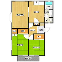メゾニティ岩井 2階3DKの間取り