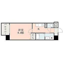 COLAS MIFUNE EAST 7階1Kの間取り