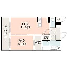 COLAS MIFUNE EAST 7階1LDKの間取り