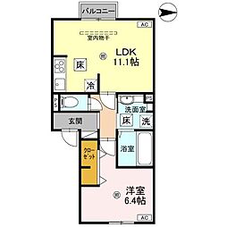 D-Regalo成和 1階1LDKの間取り