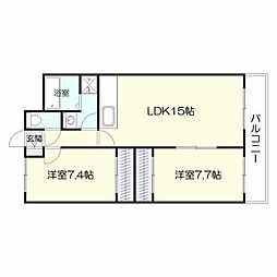 エクセル 4階2LDKの間取り