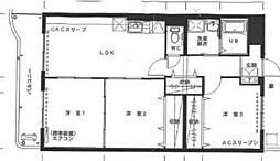 スカイマンション　Ｃ 3階3LDKの間取り