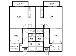 ルブォーアII 2階1LDKの間取り