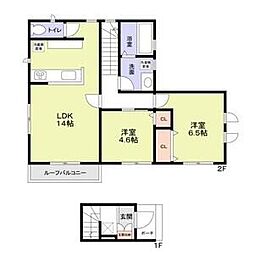 ハーベスト十番館 2階2LDKの間取り