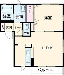 ラフォーレ栄　Ｂ棟 2階1LDKの間取り