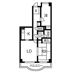 デメテル高取台 5階2LDKの間取り