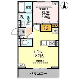 東武伊勢崎線 太田駅 徒歩10分の賃貸アパート 2階1LDKの間取り