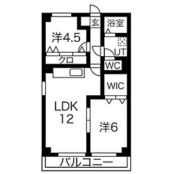 西脇ビル 301 3階2LDKの間取り