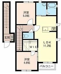 JR両毛線 新前橋駅 徒歩18分の賃貸アパート 2階2LDKの間取り