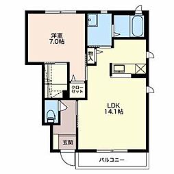ミュアミュール 1階1LDKの間取り