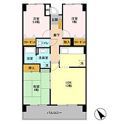 フェアール習志野 2階3LDKの間取り