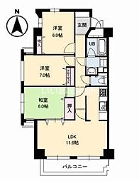 メゾン・ド・ナリヤ　Ｂ棟 8階3LDKの間取り