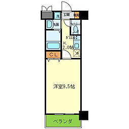プレジオ中之島 3階1Kの間取り