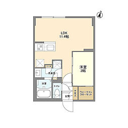 ウェルスクエア駒場東大前 3階1LDKの間取り