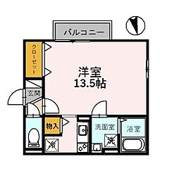 ウィルモア　Ａ 205 2階ワンルームの間取り