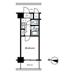 エスリード新神戸 5階1Kの間取り