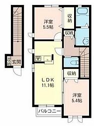 Ｓａｋｕｒａ 2階2LDKの間取り