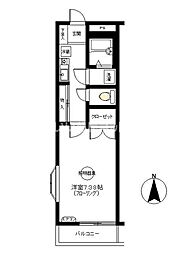 パルク花水木 1階1Kの間取り