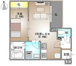 REGALEST TSUBAKI（旧)REGALEST 青江V） 3階1LDKの間取り