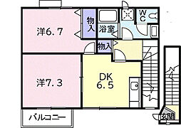 ソレイユガーデン 2DKの間取図画像
