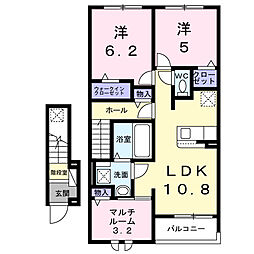 アンソレイユもみじ山 2階3LDKの間取り