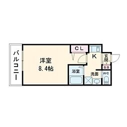 ビガーポリス300同心II 6階1Kの間取り