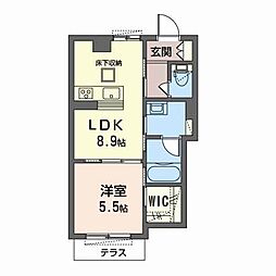 シャーメゾン　リュエル八戸ノ里 1階1LDKの間取り
