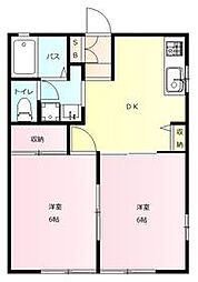 エトワール　Ｂ 2階2DKの間取り
