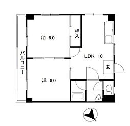 サバービアスイートI 2階2LDKの間取り