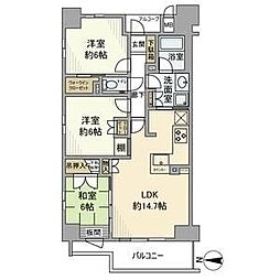 イーグルコート京都御所南 2階3LDKの間取り