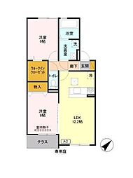 アルシオネ 1階2LDKの間取り