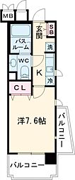 インベスト神戸AirFront 7階1Kの間取り