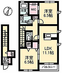 クオレール 2階2LDKの間取り