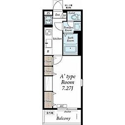 リブリ・サウスアベニュー 2階1Kの間取り