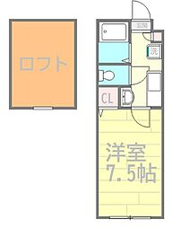 ルナージュ町田 1階1Kの間取り