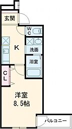フジパレス今津中ウエスト 3階1Kの間取り
