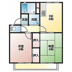 メゾニティ丸亀 2階2DKの間取り