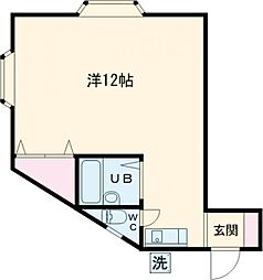 丸石ビル 2階ワンルームの間取り