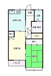 グローブコート　Ａ 2階2DKの間取り