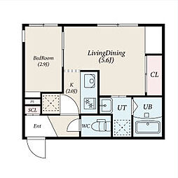 厚別中央4-4MS(仮) 3階1DKの間取り
