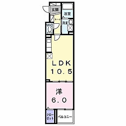 ルリアンラポーズ 1LDKの間取図画像