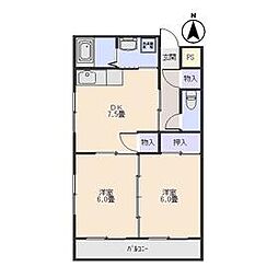 上毛電気鉄道 中央前橋駅 3.8kmの賃貸マンション 3階2DKの間取り
