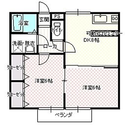 パールハイツ 2DKの間取図画像