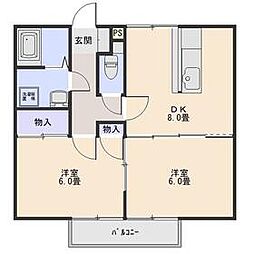 JR両毛線 新前橋駅 徒歩29分の賃貸アパート 2階2DKの間取り