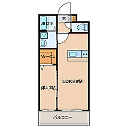 A-MENT385 103 1階1LDKの間取り