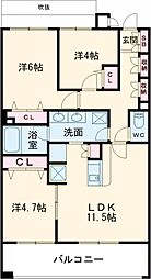 アルシオン河辺 3階3LDKの間取り