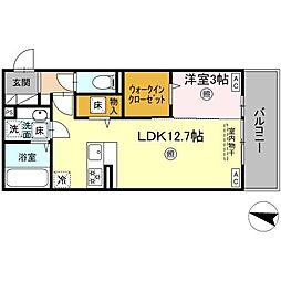 ソラーナI 1階1LDKの間取り