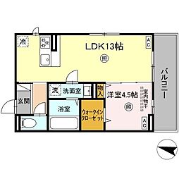 ソラーナI 3階1LDKの間取り