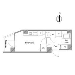 ゲートフィールド練馬 4階ワンルームの間取り