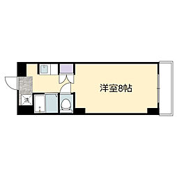 カルティエ宇品西 3階ワンルームの間取り